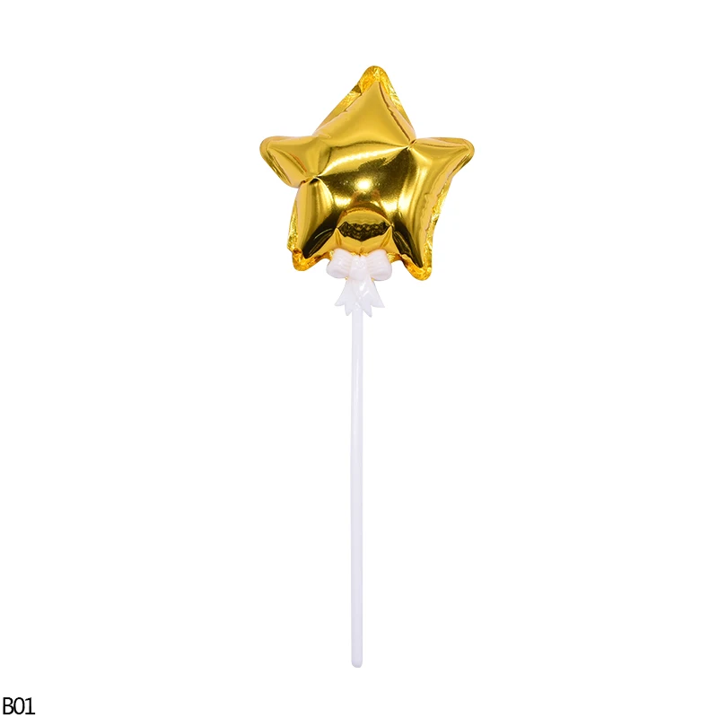 B01-gold star 2, 5 шт./набор, мини Фольга сердце воздушный шарик в форме звезды торт Топпер для День рождения душа ребенка благоприятствует свадебный торт украшения флаг воздушные шары - Цвет: B01-gold star