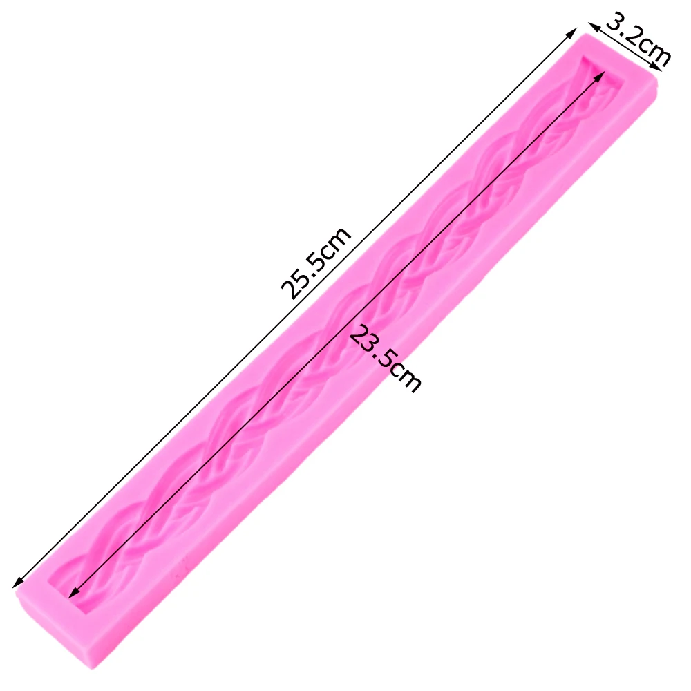 Sophronia Длинная веревка торта кайма силиконовые формы 3D инструменты для украшения тортов из мастики Gumpaste шоколадные формы M663, 25,5*3,2*1 см
