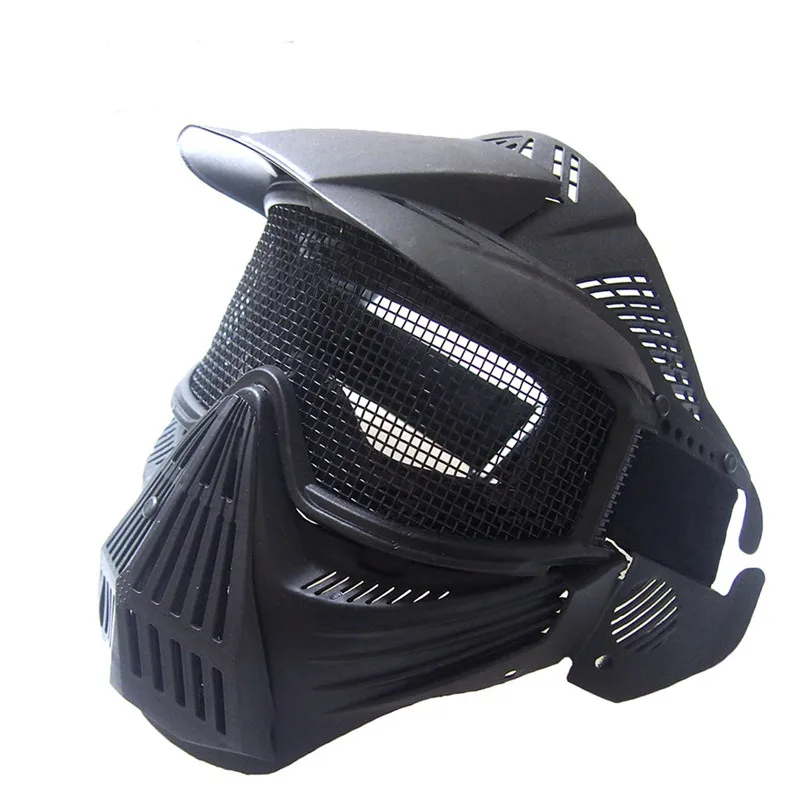 B2 тактическая Страйкбол Полная маска для лица защитные металлические очки в сеточку Защита CS War игровой велосипед маска оптом и в розницу - Цвет: Черный