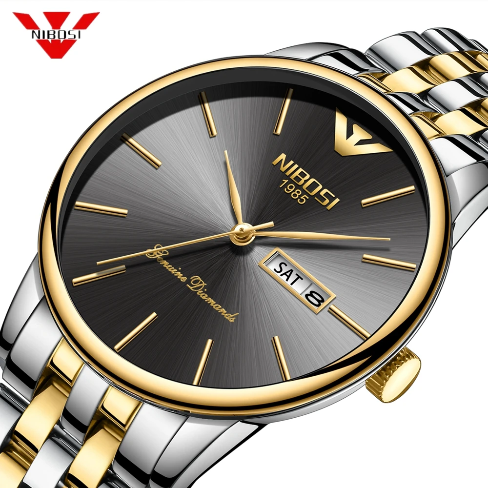 Nibosi часы наручные Для мужчин часы Роскошные Водонепроницаемый Бизнес повседневные платья Наручные часы простые Модные Классические дешевые часы