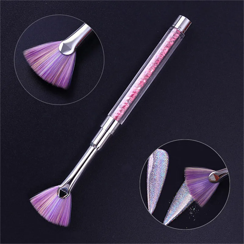 

Shade Gradient Fan Nail Brush Dust Powder Remover Pen Rhinestone Color Handle Manicure Brush Nail Art Makeup Face Tool