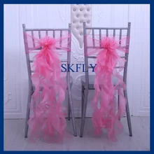 CH098S Популярный изготовленный на заказ недорогое свадебное торжество украшение элегантный фиолетовый розовый красный органза курчавая ива frilly стул створки