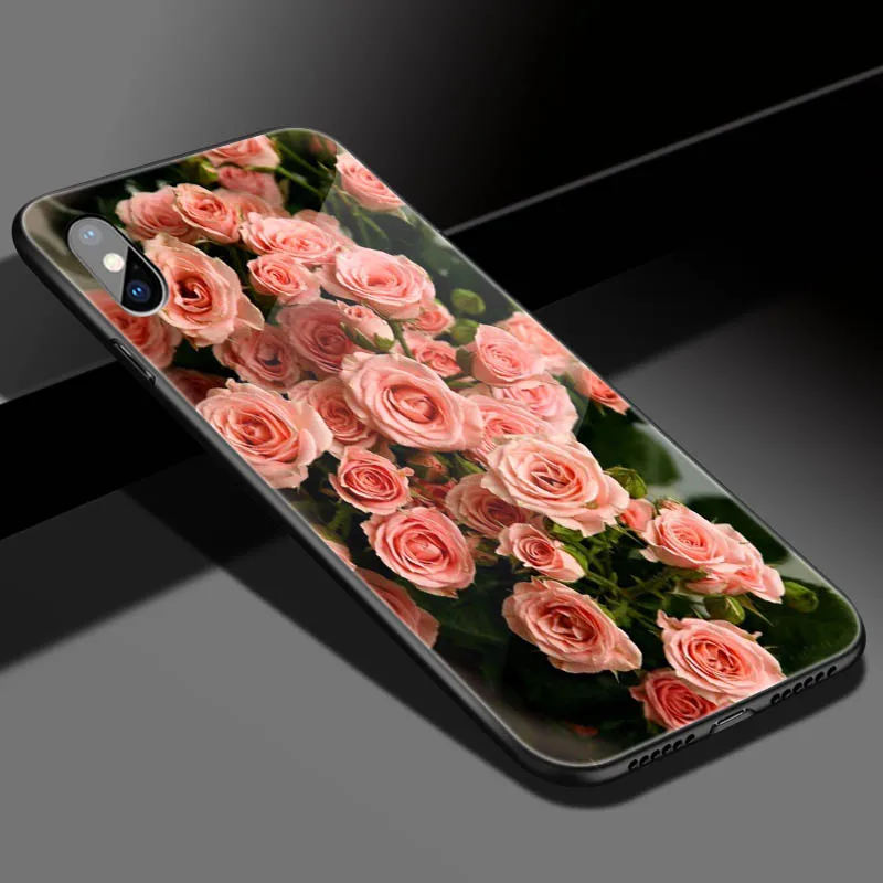 Для iPhone X Xs Max Xr 6 6 S 7 8 plus роскошный DIY для iPhone 11 pro max имя фото печать изображение чехол из закаленного стекла для телефона чехол - Цвет: BLK-21