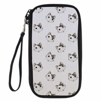 

Noisydesigns Cat Print Passport Card Bag Women Organizer Wallet Travel Necessity Card ID Holders Long Function Girl Card Holders