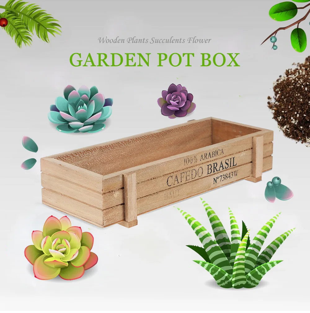 Wooden Juicy Plants Fleshy Succulents Flower Garden Pot Box