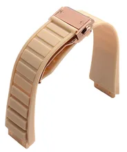 26mm x 19mm Watch lug Rose Gold Deployment Clasp Beige Soft Diving Silicone Rubber Watch BANDs