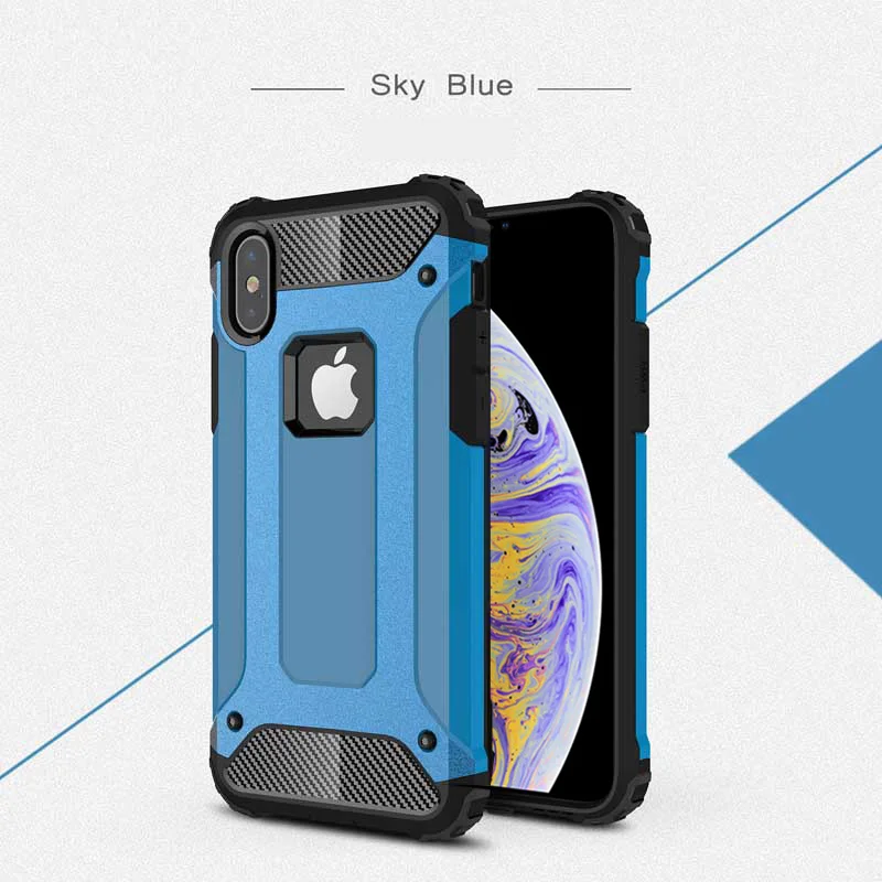 Гибридный жесткий чехол XSDTS для iPhone X, XR, XS, Max, 7, 8, 6 Plus, 6 S, 5, 5S, SE, противоударный чехол, чехол для телефона, чехол - Цвет: Sky Blue