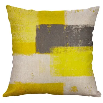 

High Quality Simple Linen Yellow Gray White Three Color Mosaic Creative Cute Pillowcase Pillowcase Car Pillowcase Decoration K10