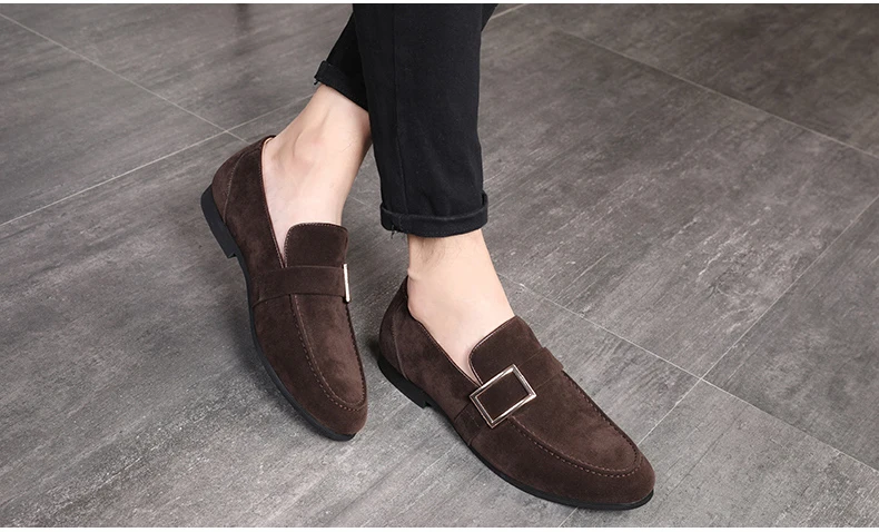 Mens Casual Shoe Business Mens Shoes Formal Leather Black Slip-on Men Loafers Dress Shoes Breathable PU Suede Driving Shoe Brand (8)