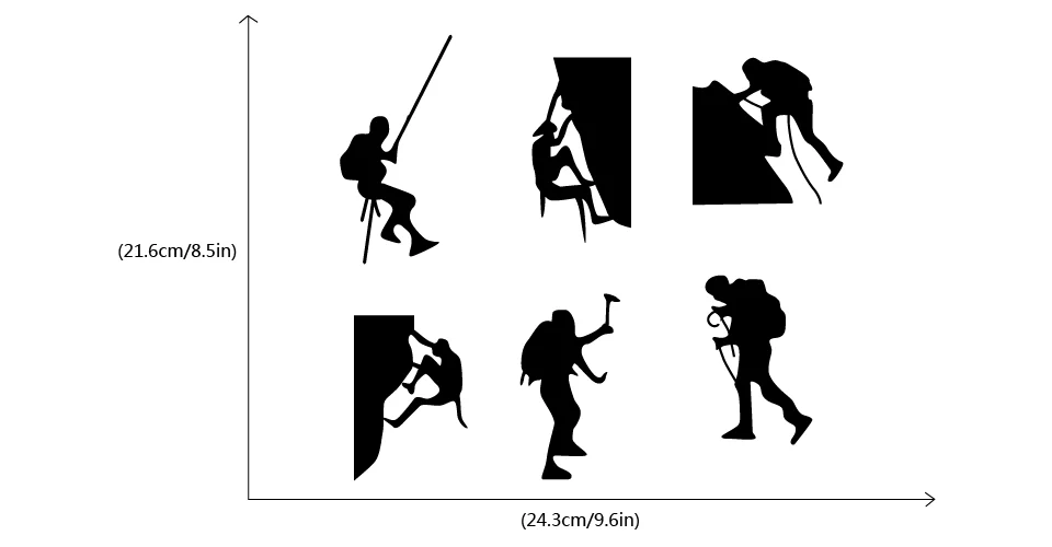 Набор из 6 креативных стикеров для альпинизма, наклейки на стену с мультипликационным принтом, спортивные виниловые наклейки на стену для спальни, домашний декор
