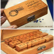 30pcs 레트로 알파벳 편지 대문자 소문자 나무 고무 스탬프 세트 scrapbooking에 대 한 공예 스탬프(China)