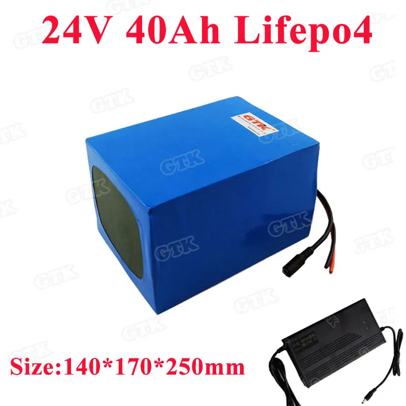 GTK 24V 35Ah 40Ah LiFepo4 lithium Battery with BMS for Electric Boat energy storage mower scooter+5A charger