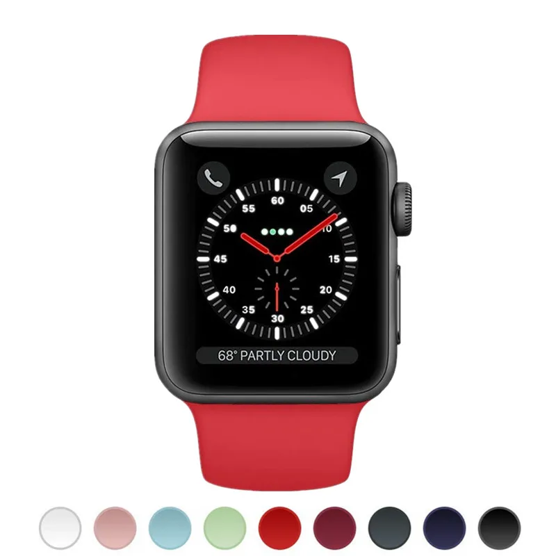 

Sport Band for Apple Watch Band Series 4 40mm 44mm Soft Silicone Replacement Bracelet Strap for iWatch 38mm 42mm Wristbelt