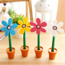 Новинка, 5 шт./лот, милый цветочный горшок, шариковые ручки, милый Подсолнух, студенческие канцелярские ручки, креативные школьные принадлежности для детей, подарок