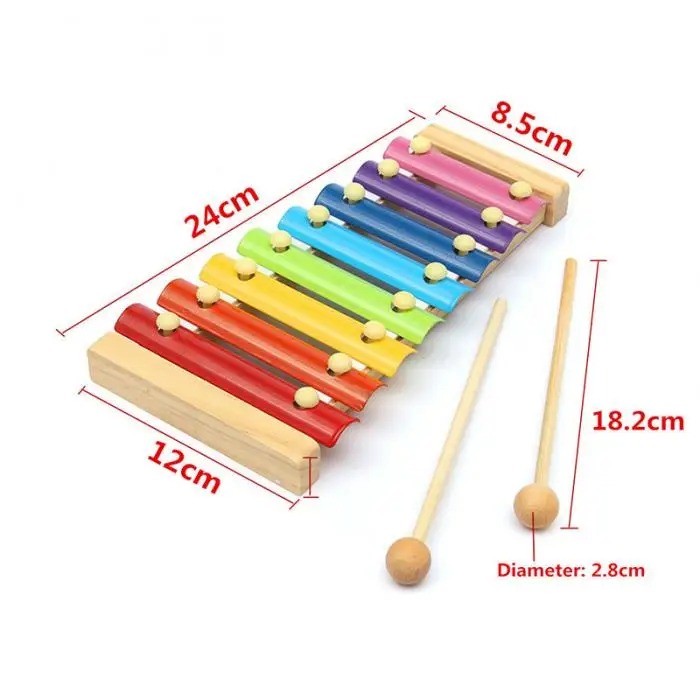 Деревянный 8 тонов многоцветный ксилофон деревянный музыкальный инструмент игрушки для детей