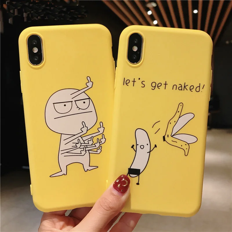 KJOEW Мультяшные животные палец Забавный Банан чехол для телефона iPhone 11 Pro XS Max X 7 8 XR 6