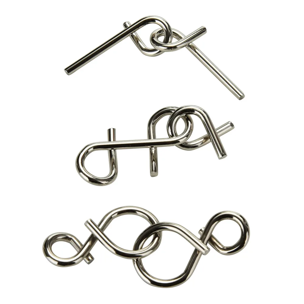 8 Sets Metal Crafts Chinese Ring Puzzle IQ Brain Teaser Test Toy