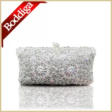 Luxus Handgemachte Frauen Abend-handtasche Kristall Blume Weiße Tageskupplung Dame Hochzeit Tasche Dhl-freies
