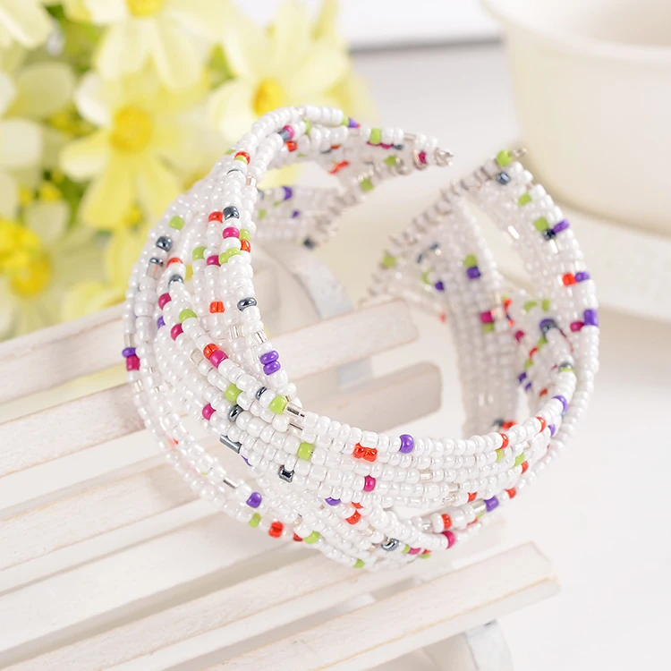

Special Full Bead Wide Bracelet For Girl Bohemia White Bangle Perfect Party Jewelry Free Shipping Accessory