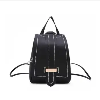 

Fashion Faux Leather Small Solid Backpack Zipper Softback Backpsck For Lady