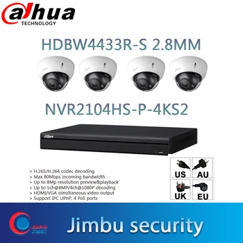 

NVR2104HS-P-4KS2 &4PCS HDBW4433R-S 2.8MM dome camera H.265 H.264 4POE PORT