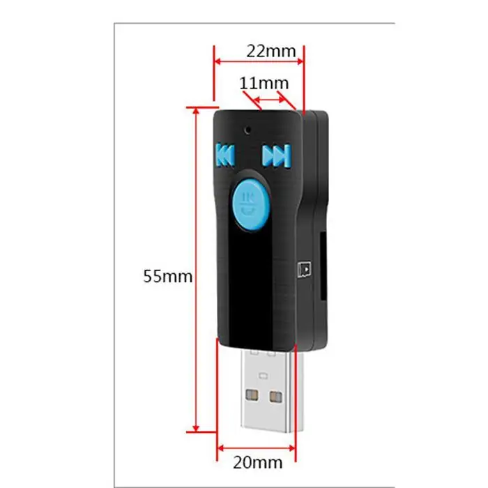 Беспроводной адаптер приемник Bluetooth автомобиля 20-15 кГц Handsfree 0,5-2 м музыка> 85 db> 85dB <0.1% приемник 10 м