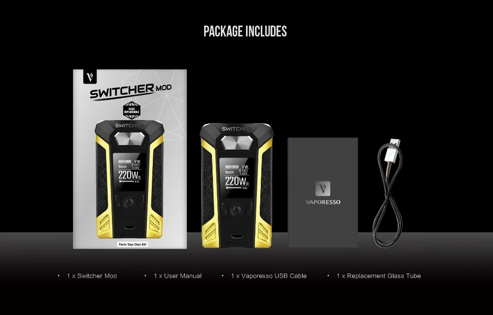 Original Vaporesso Switcher TC Box Mod 220W Electronic Cigarette Vape Box Mod for NRG Tank Atomizer (8)
