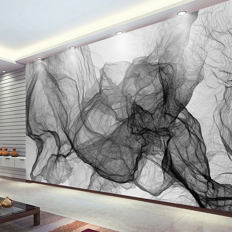 Modern Creative 3D Black And White Stripe Photo Mural Wallpaper Living Room TV Background Wall Cloth Art Wall Paper For Walls 3D afbeelding