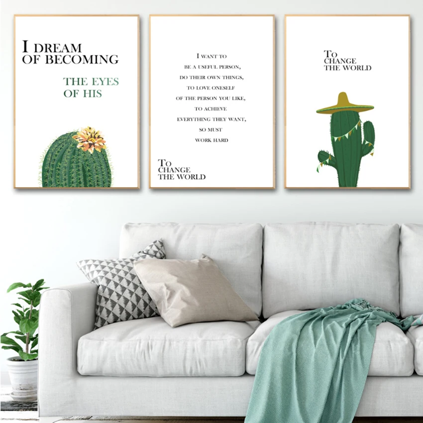 Nordic Minimalism Cactus Wall Pictures Canvas Art Painting