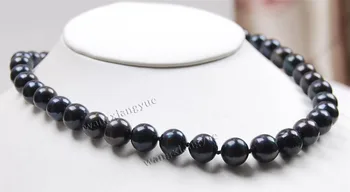 

Noblest Big Genuine 11-12MM black akoya cultured pearl necklace 17" AAA