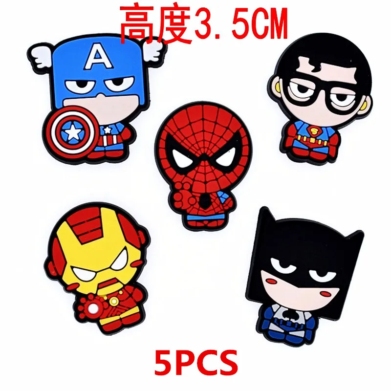 

New Arrival 5Pcs Avenger Batman America Lovely Soft Deco Accessories Flat PVC DIY Gadgets Fit Bracelets, Shoe Charms Buttons