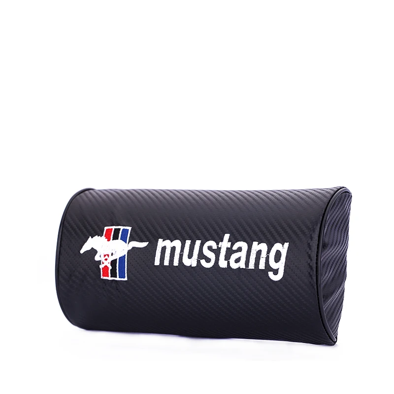 

Embroidery for mustang emblem Car carbon fiber style headrest soft Neck Pillow for Ford focus fiesta ranger fusion accessories