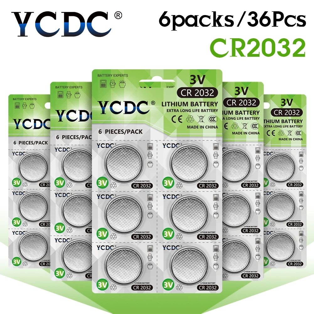 Green power 6 шт/карт CR2032 BR2032 DL2032 EA2032C ECR2032 L2032 CR 2032 литий-ионная 3 в Кнопочная батарея для монет - Цвет: 36pcs 6cards