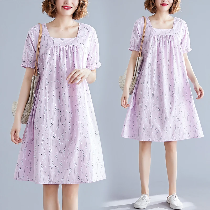 

Mori Girl Loose Summer Dress 2019 New Women Short Sleeve Floral Print Vintage Dresses Lady Cotton Vestidos M-3XL