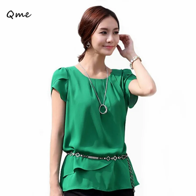 Blusa chiffon blouse green shirt big size women clothes