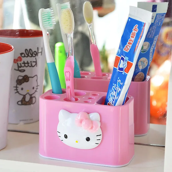 

Kawaii Plastic Hello Kitty Home Bathroom Shelf Toothbrush Toothpaste Holder