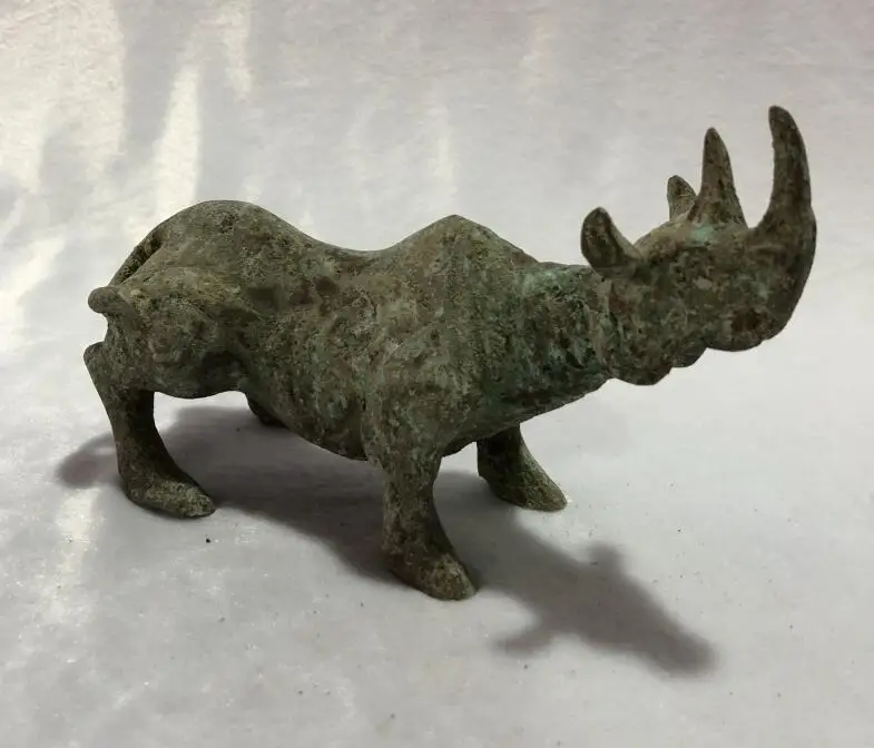 

Antique Bronze Collection Antique Excavated Rhino Statue Decoration Home Crafts/M