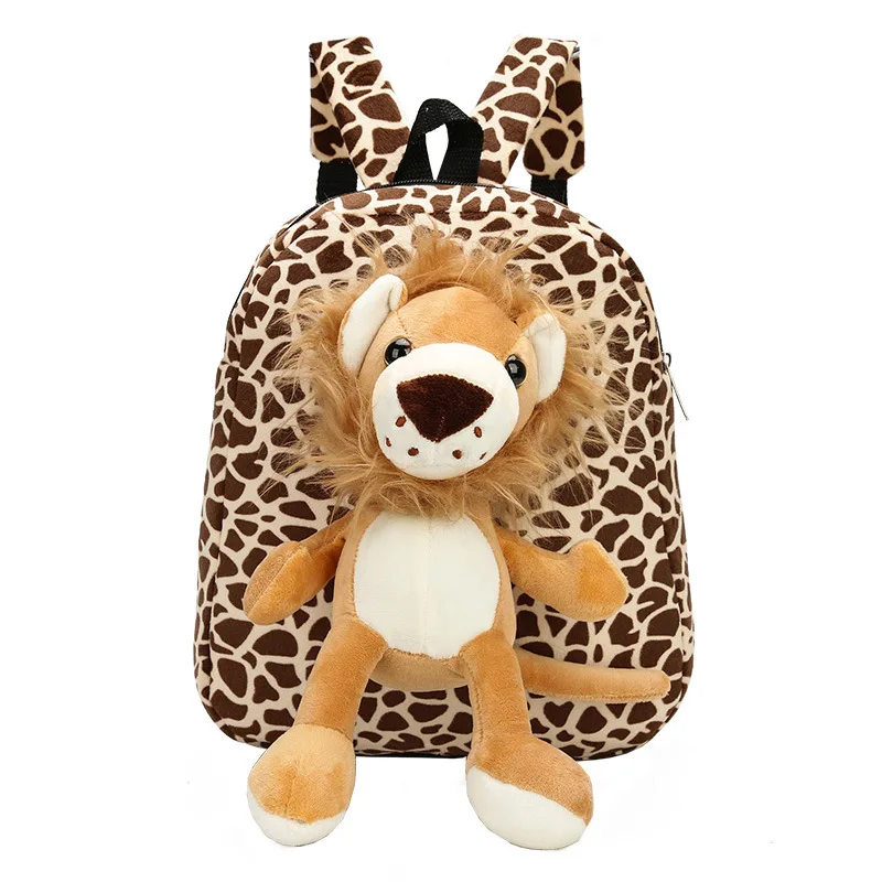 

Children Plush Backpack 3D Cute Cartoon Zoo Animals School Bag Baby Toddler Lion Tiger Plush Bag Toy Kindergarten Bags for Gifts