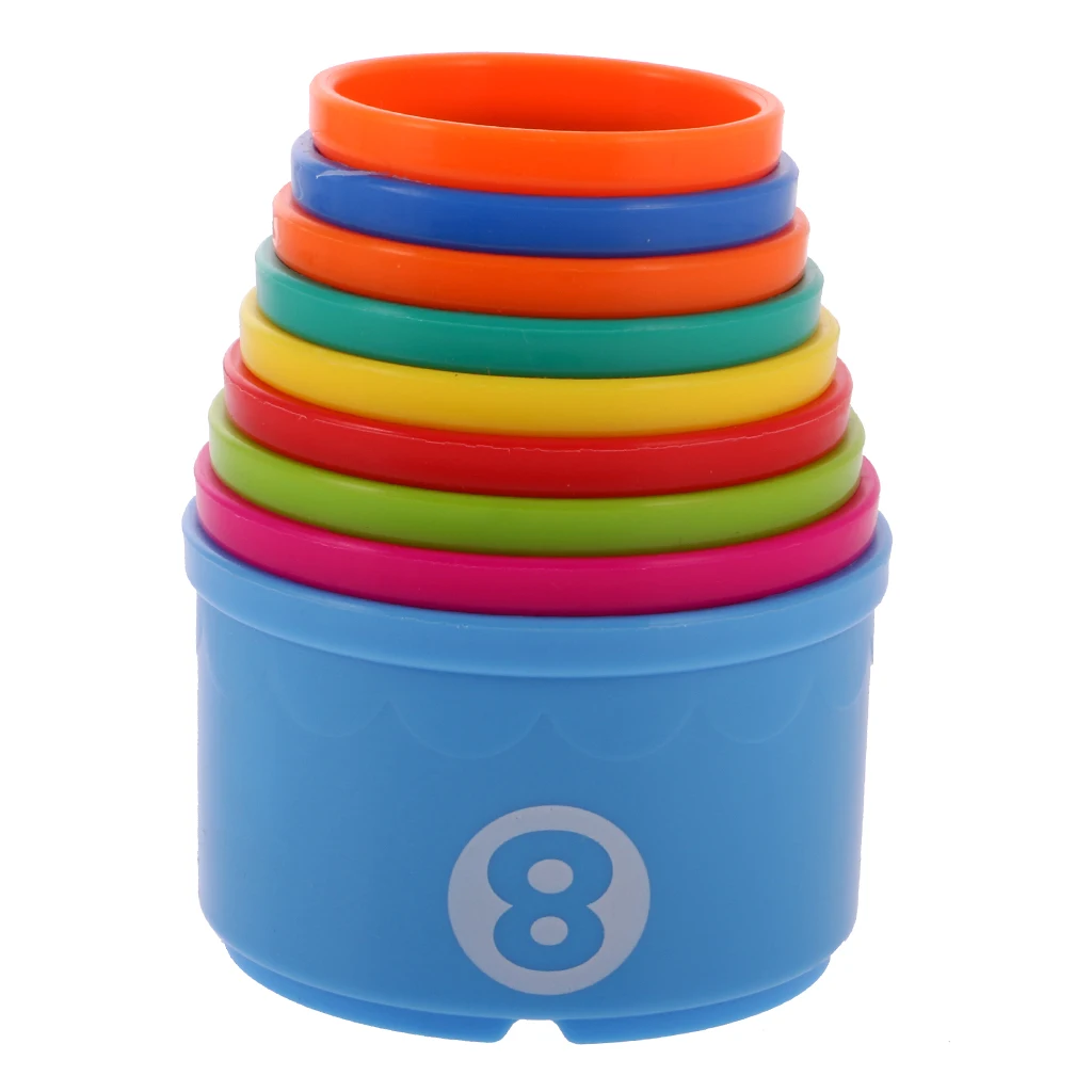Classic 1Set Baby Children Bath Bathtub Toy Plastic Folding Stacking Cup Kids Bathing Cute Toys for Bathroom 4Kinds