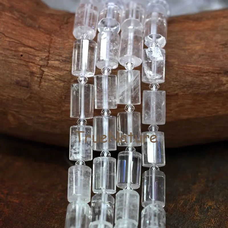 Wholesale Crystal Quartz Clear Crystal Stone Faceted White Tube Drilled Beads For Jewelry Making