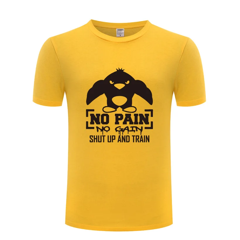 

No Pain No Gain Shut Up and Train T Shirts Men Short Sleeve O Neck Cotton Man T-Shirt Cool Funny Streetwear Fitness Top Tee