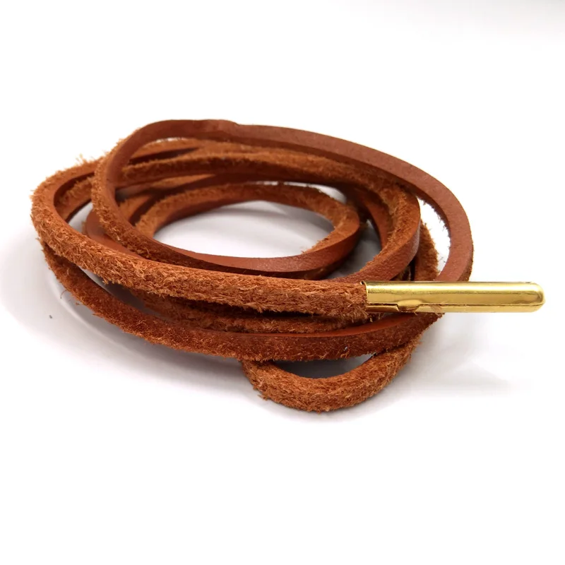1-12Pair Golden Brown Fashion Quality Genuine Top Layer Leather Shoelaces Retro Leather Boot Shoe Shoestring Metal Head Shoelace 1-12Pair Golden Brown Fashion Quality Genuine Top Layer Leather Shoelaces Retro Leather Boot Shoe Shoestring Metal Head Shoelace