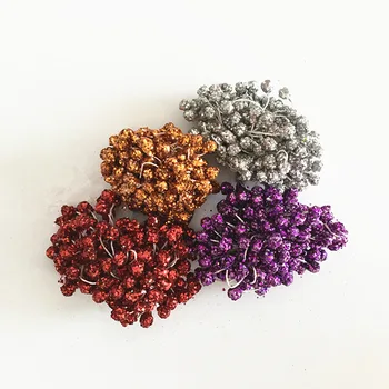 

200pcs/lot Double-ended Glitter Berry Stamens for DIY Artificial Flowers Accessories Free Shipping
