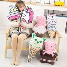 Печать животных мороженое плюшевые подушки Подушка в форме животного Единорог собака свинья декор с кошкой Подушка 6 видов