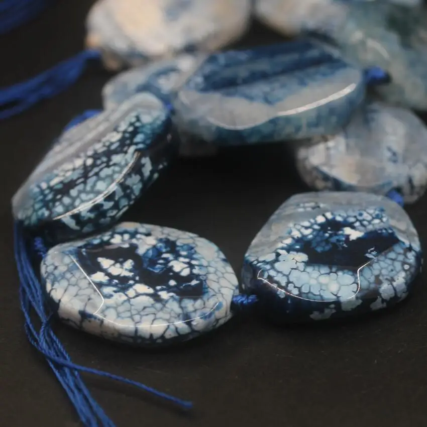 Approx9PCS/strand граненый голубой Агаты "вены дракона" Druzy вырезанные плитки бусины-самородки, природные драгоценные камни срез камня подвески ювелирные изделия