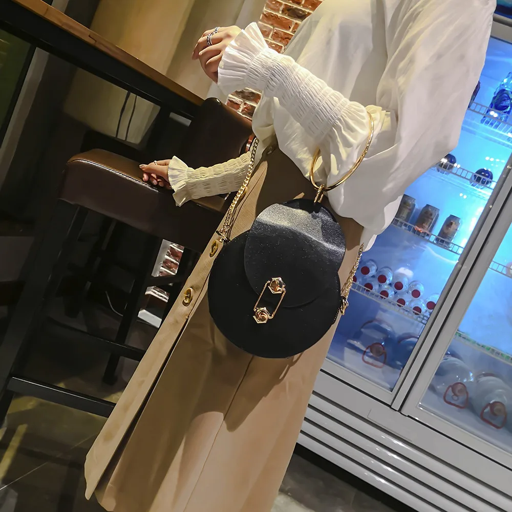 

Women Fashion Circular Leather Chain Bag Ladies Pretty Crossbody Shoulder Bag Popular JUNE2