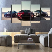 Настенные художественные модульные картины на холсте с 5 панелями, роскошные автомобили Ford Mustang Shelby Gt500, домашний декор, плакаты, живопись для гостиной