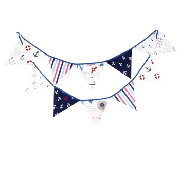 

3.2m 12 Flags Ship Anchor Pirate Cotton Banner Pennant Garland Kids Room Baby Shower Birthday Bunting Party Decor Festival Gift
