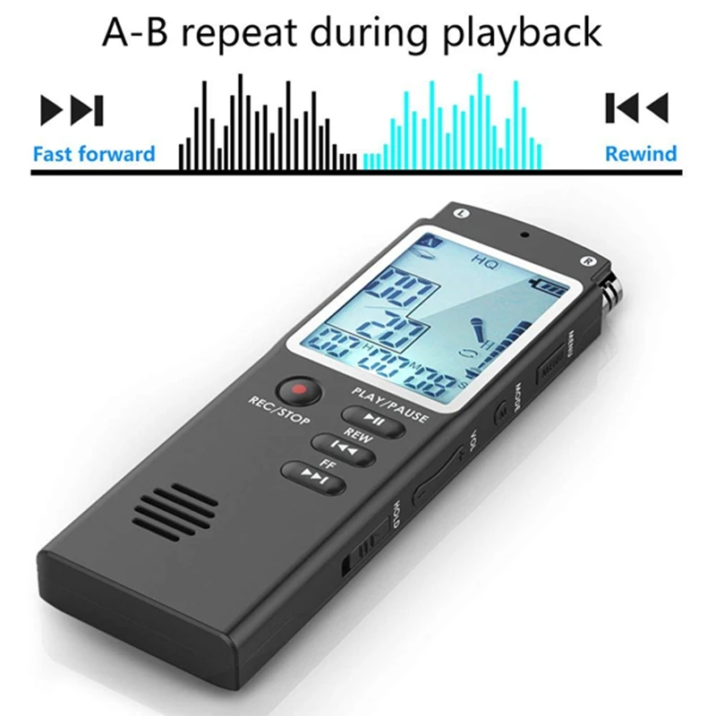 Диктофон 8 Гб USB аудио рекордер с MP3-плеером, маленький и портативный цифровой диктофон с HD записью, двойной микрофон