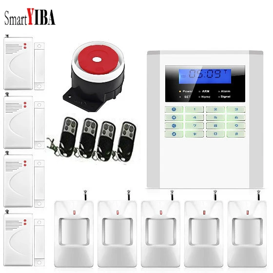

SmartYIBA LCD Keyboard 433MHz Remote Control GSM PSTN Home Security Burglar Alarm System Russian Spanish French Italian Voice